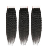 Bundle Deals With Closure Kinky Straight Virgin Human Hair Natural Black