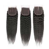 Bundle Deals With Closure Kinky Straight Virgin Human Hair Natural Black