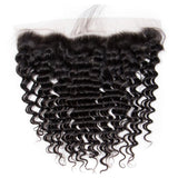 Bundle Deals With Frontal Deep Wave Virgin Human Hair Natural Black