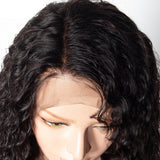 Deep Wave 13x4 Transparent Frontal Lace Wig Naturlal Black 180% Density