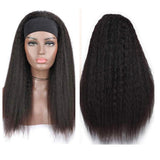 Kinky Straight Glueless Headband Wig Naturlal Black 180% Density